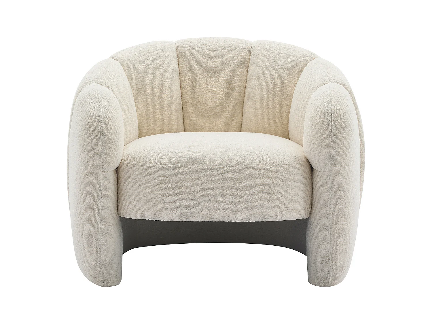 Schelpstoel van beige chenille stof DELIPO