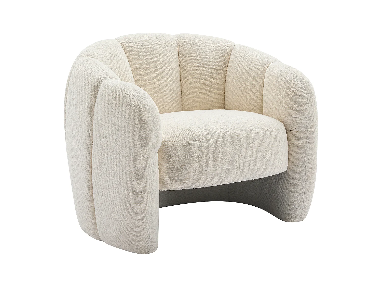 Schelpstoel van beige chenille stof DELIPO