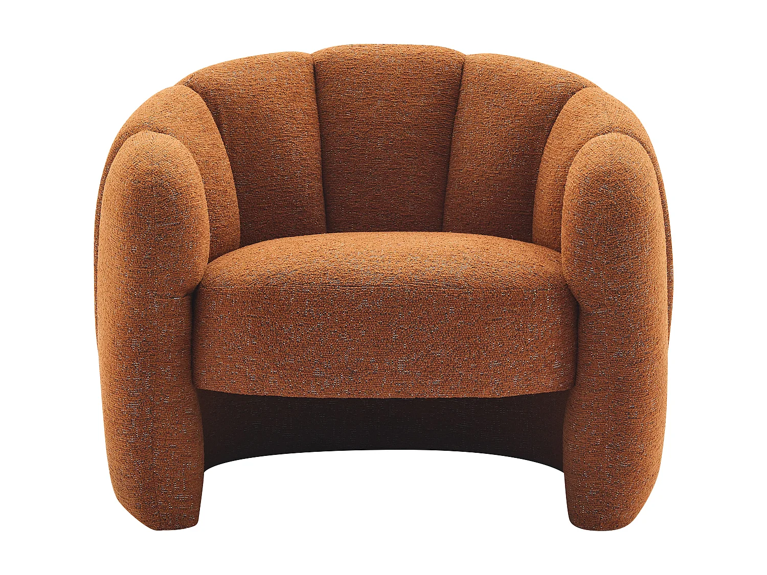 Fauteuil coquillage en tissu chenille terracotta DELIPO