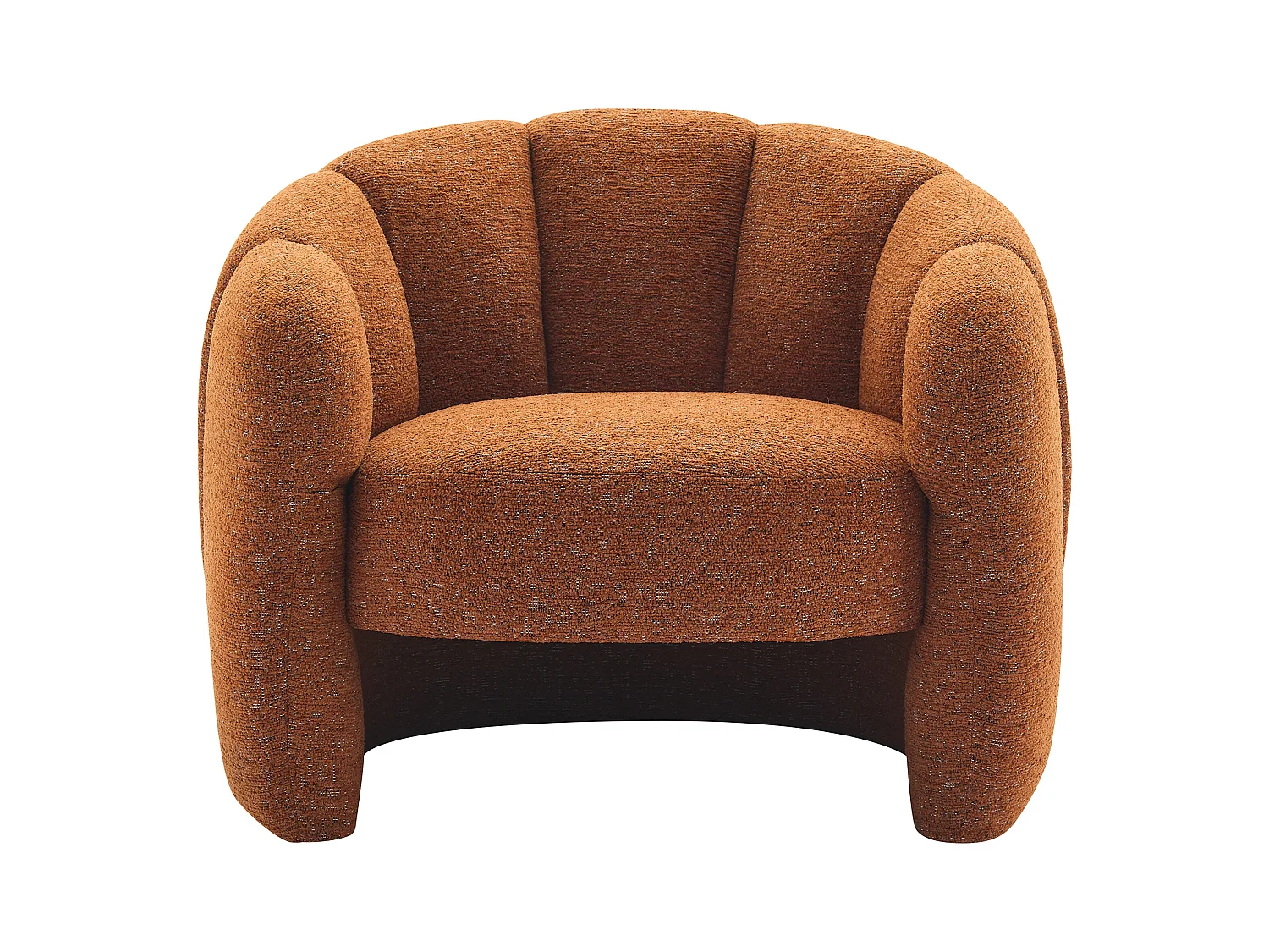 Sillón con forma de concha de tela de chenilla terracota DELIPO