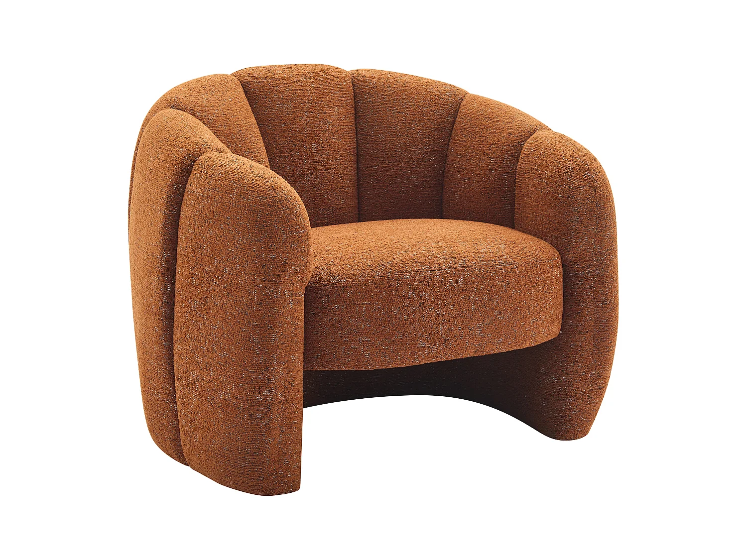 Sillón con forma de concha de tela de chenilla terracota DELIPO