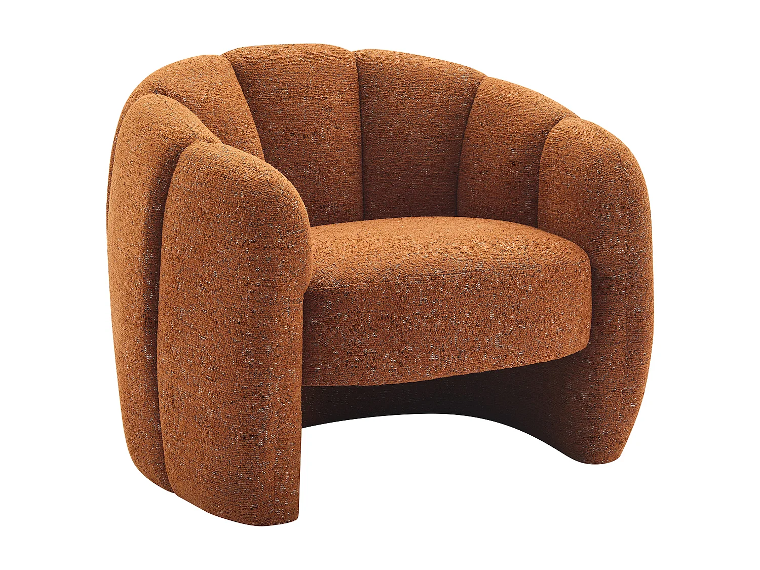 Fauteuil coquillage en tissu chenille terracotta DELIPO