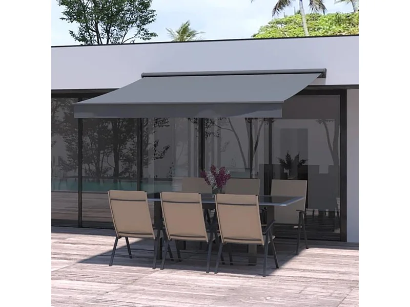 Toldo Manual 3 x 2 m Cinzento PISA - Proteção Solar Eficaz para Terraço ou Varanda