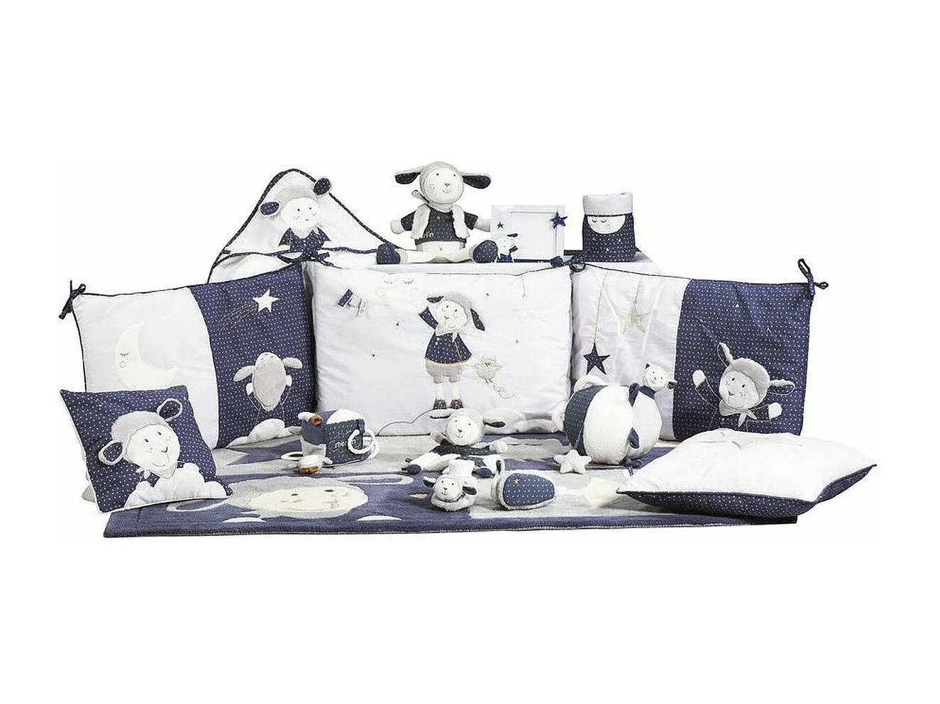 Coussin décoratif en coton blanc étoile MERLIN - Sauthon