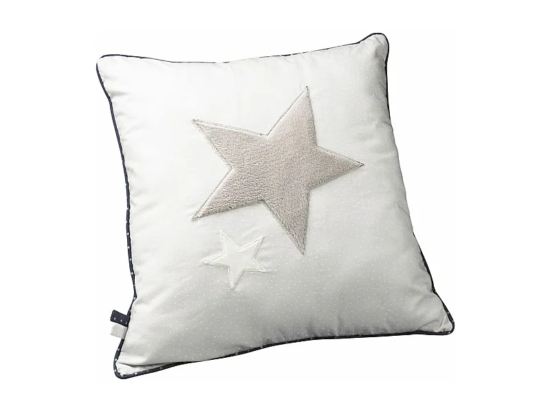 Coussin décoratif en coton blanc étoile MERLIN - Sauthon