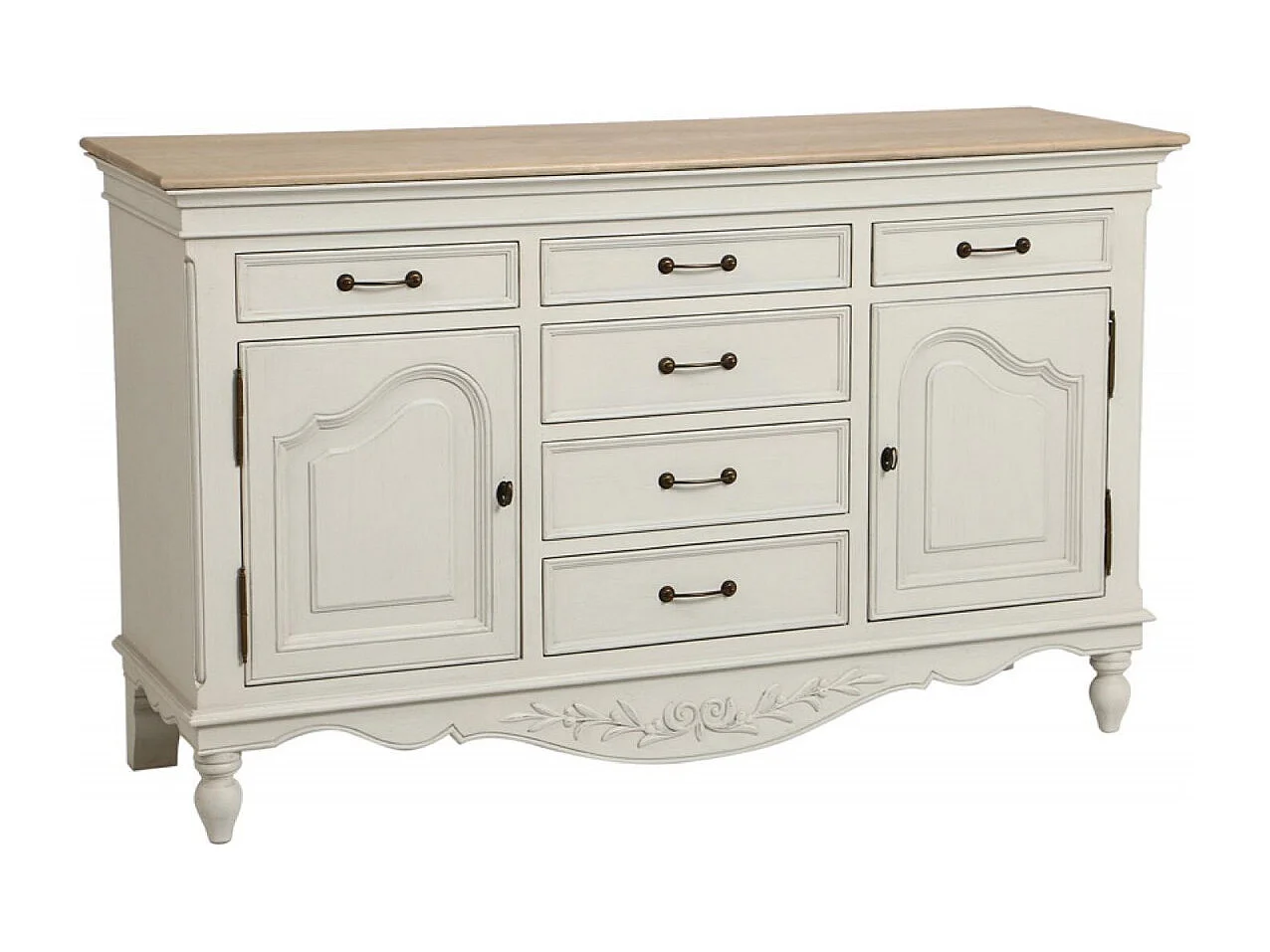 Buffet bas 2 portes 6 tiroirs MDF Blanc - Romance Interior's
