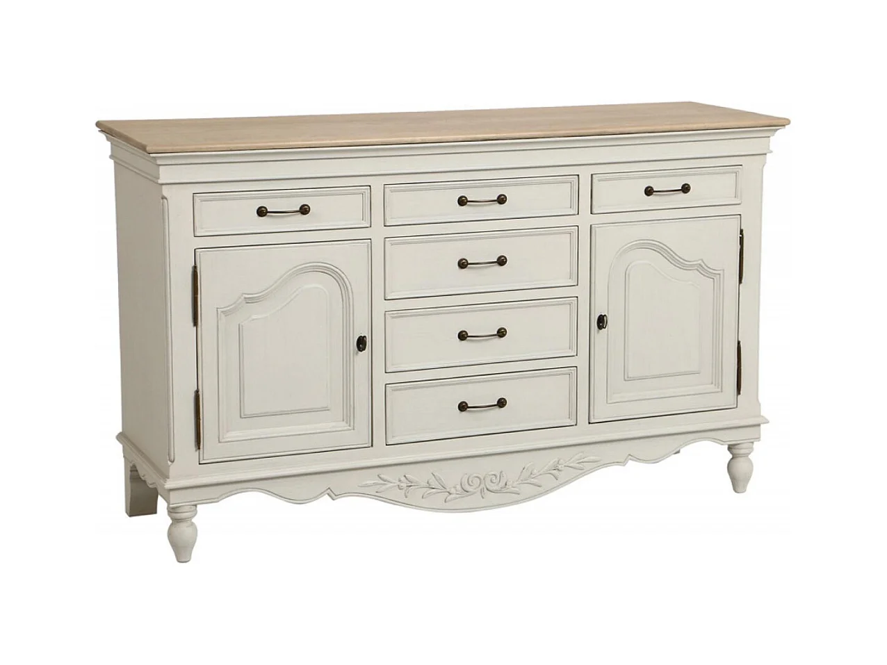 Buffet bas 2 portes 6 tiroirs MDF Blanc - Romance Interior's