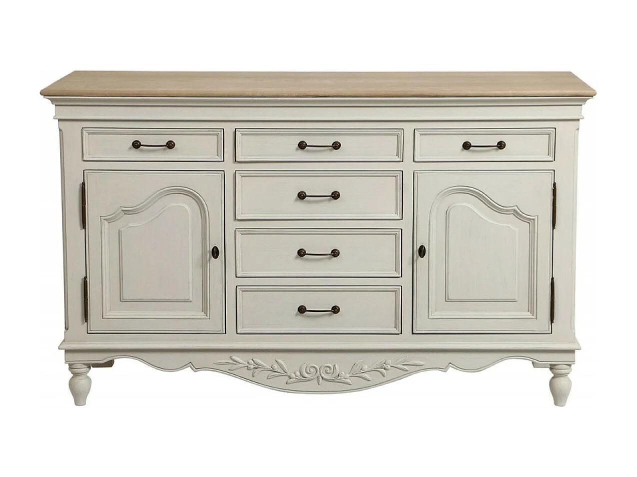 Buffet bas 2 portes 6 tiroirs MDF Blanc - Romance Interior's