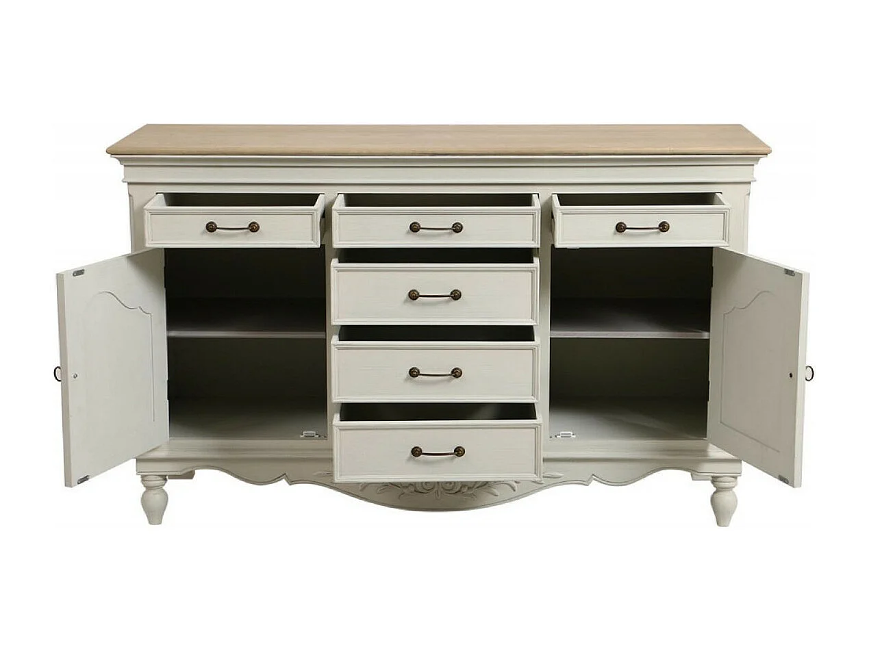 Buffet bas 2 portes 6 tiroirs MDF Blanc - Romance Interior's