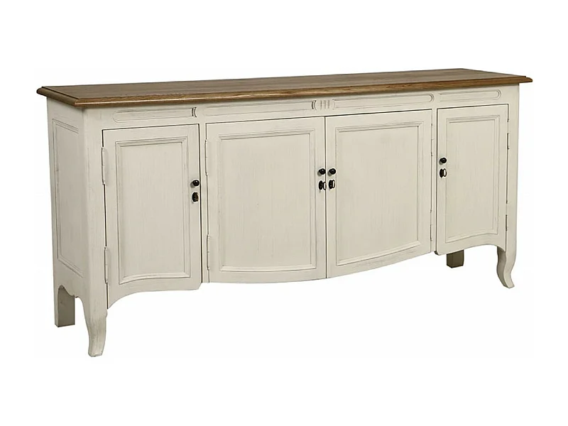 Buffet bas 4 portes 1 tiroir Bois Blanc - Manoir Interior's