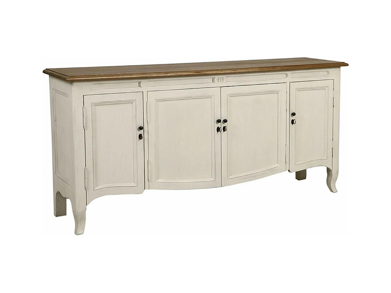 Buffet bas 4 portes 1 tiroir Bois Blanc - Manoir Interior's