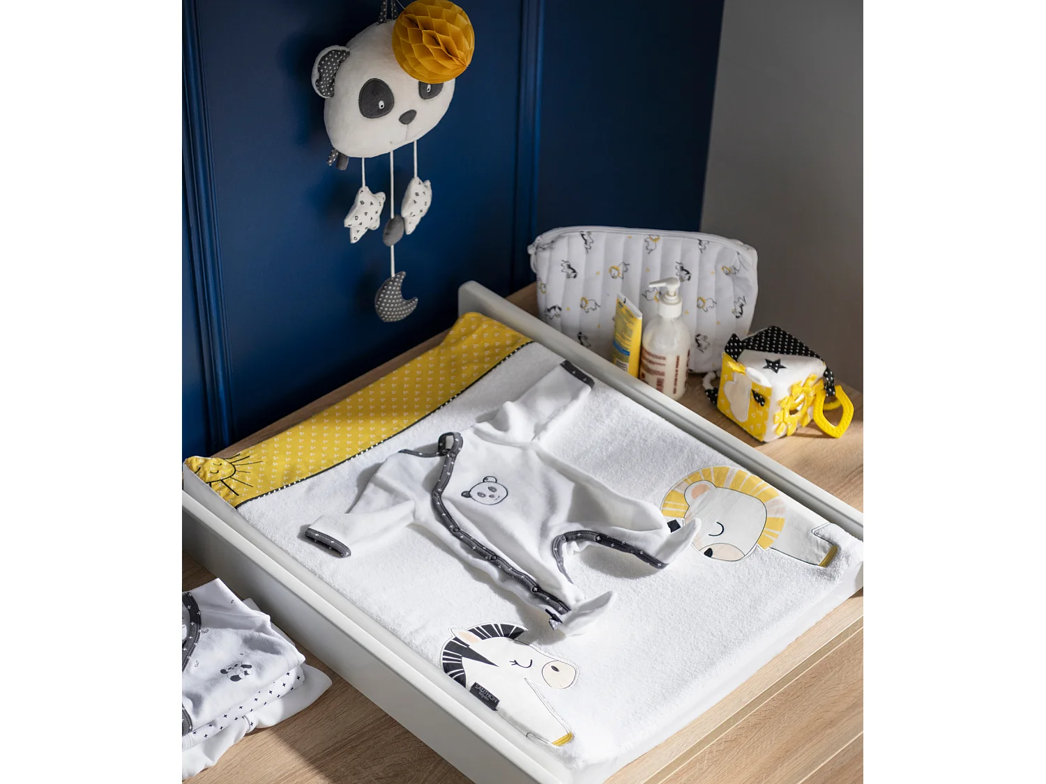 Lot de 3 panières en coton blanc CHAO CHAO - Sauthon