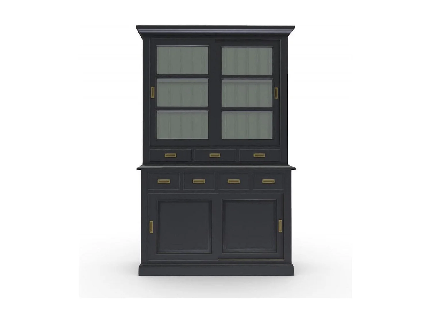 Buffet 2 portes vitrées MDF Noir - Rhode Island Interior's