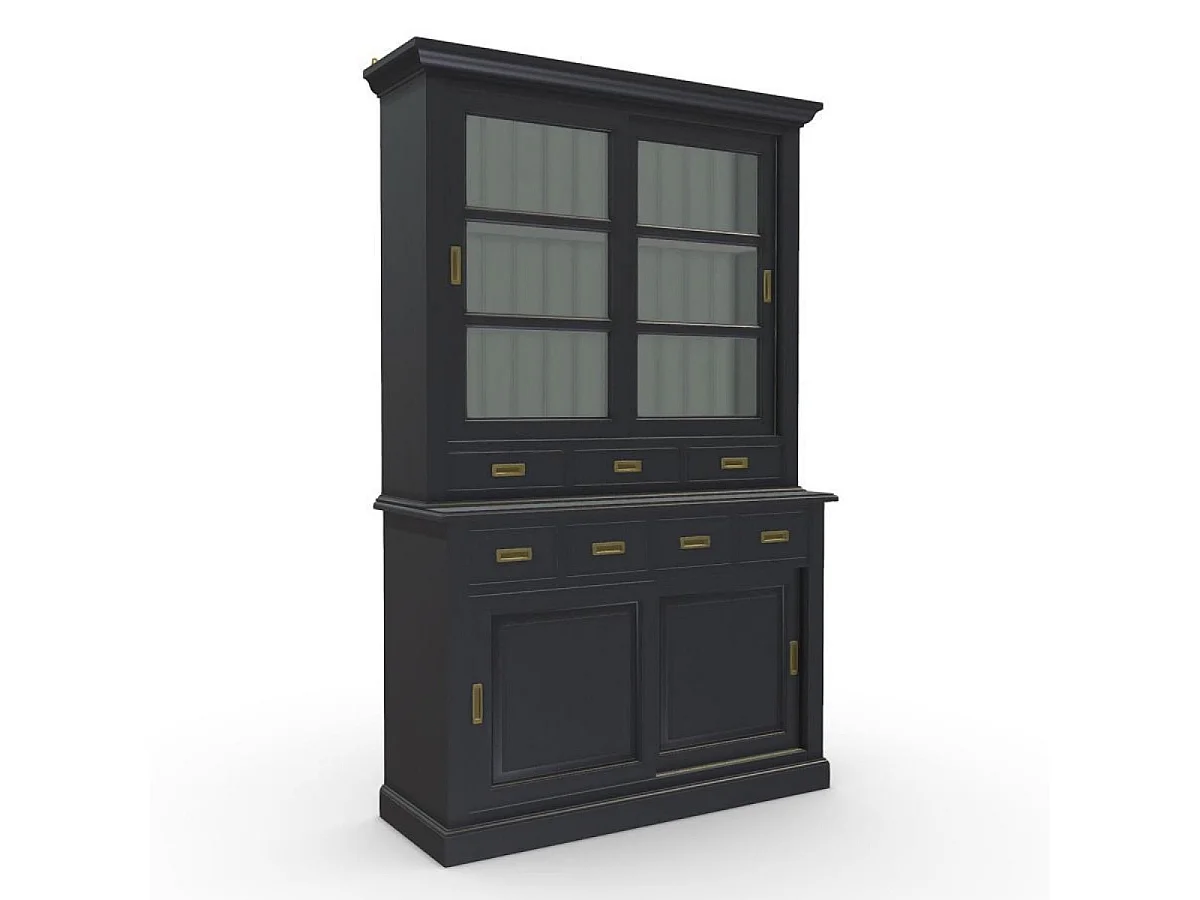 Buffet 2 portes vitrées MDF Noir - Rhode Island Interior's