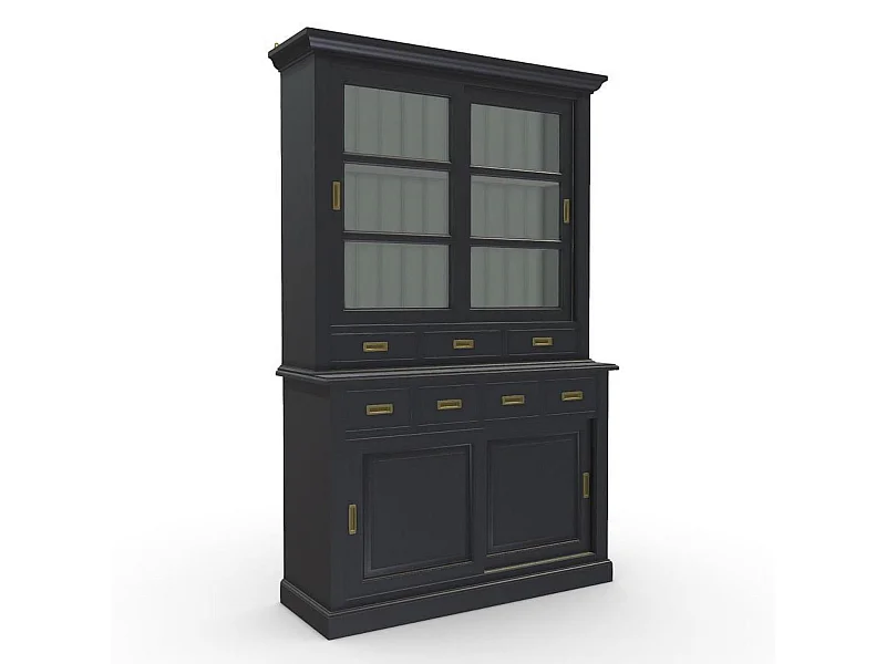 Buffet 2 portes vitrées MDF Noir - Rhode Island Interior's