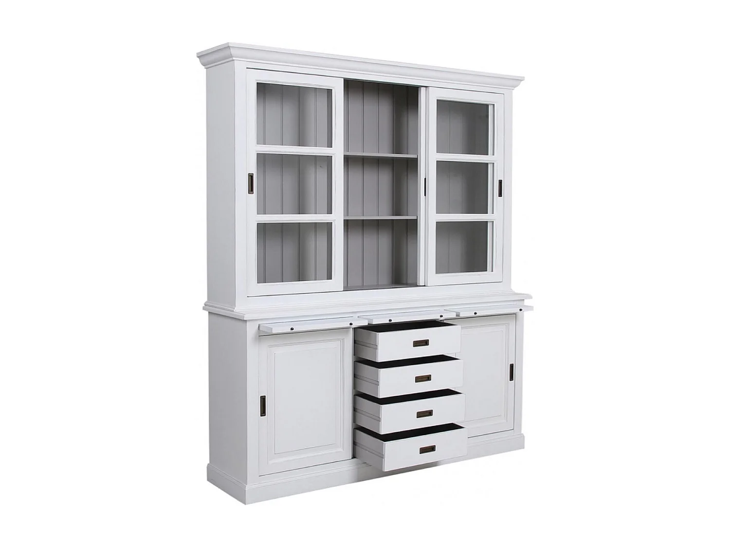 Buffet 3 portes vitrées MDF Blanc - Rhode Island Interior's