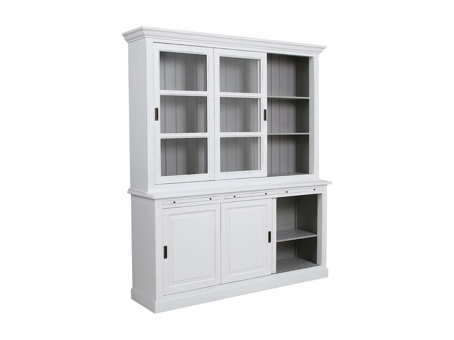 Buffet 3 portes vitrées MDF Blanc - Rhode Island Interior's