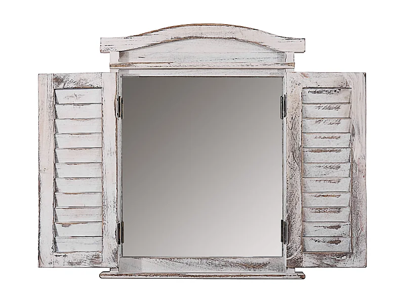 Miroir mural forme fenêtre bois blanche 42 x 5 x 53 cm 04_0005485