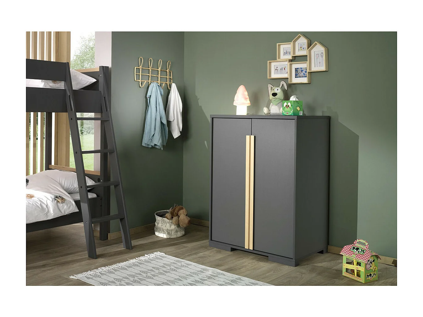 Armoire 2 Portes "London" 116cm Anthracite