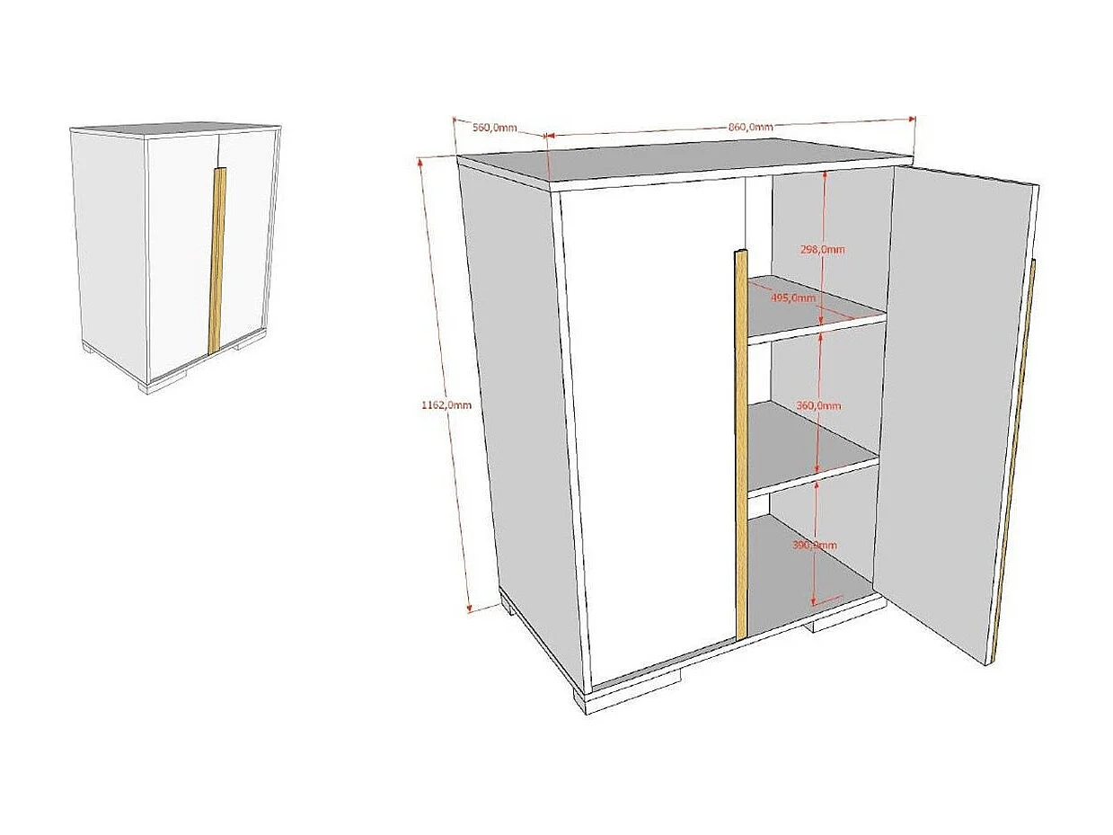 Armoire 2 Portes "London" 116cm Anthracite
