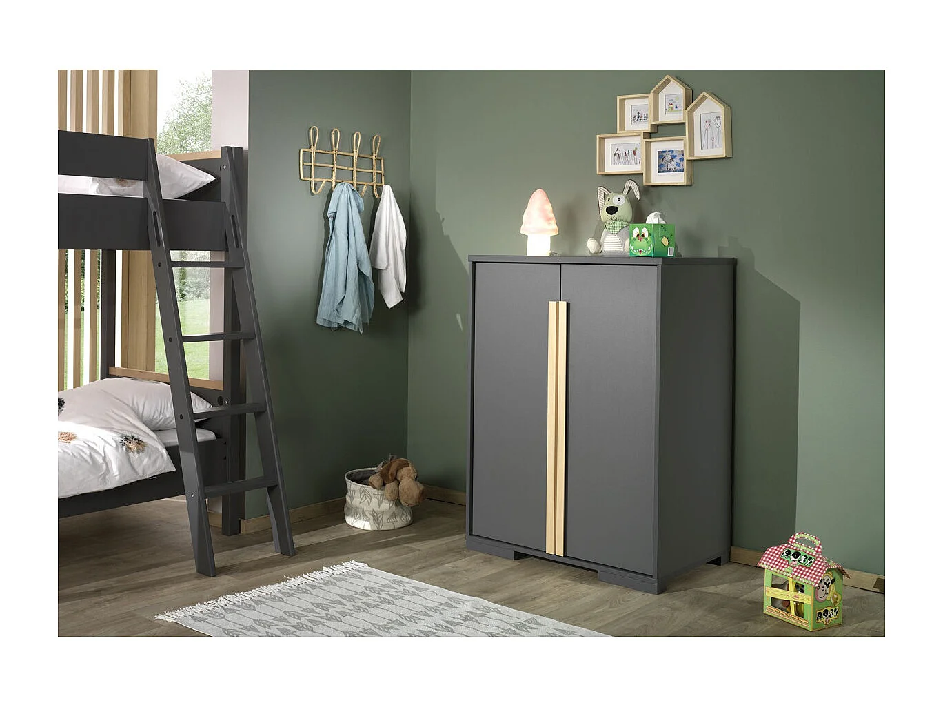 Armoire 2 Portes "London" 116cm Anthracite