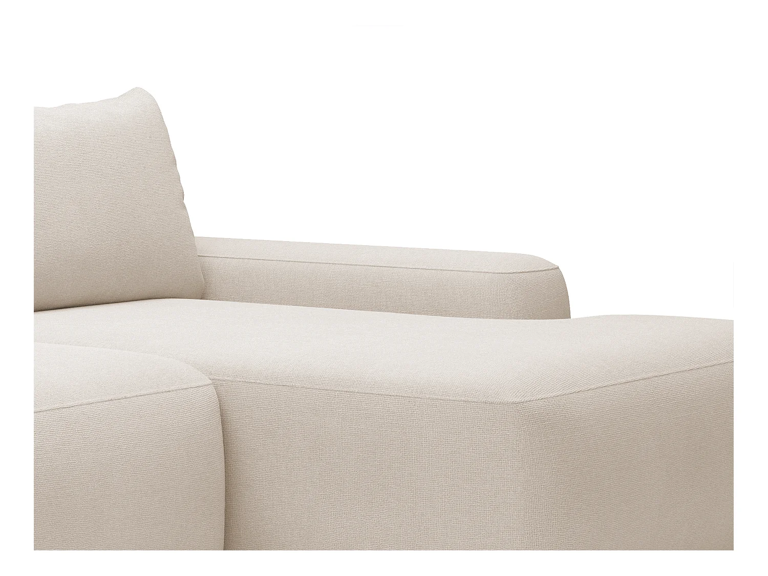 Canapé d'angle droit convertible en tissu texturé beige DAVISO