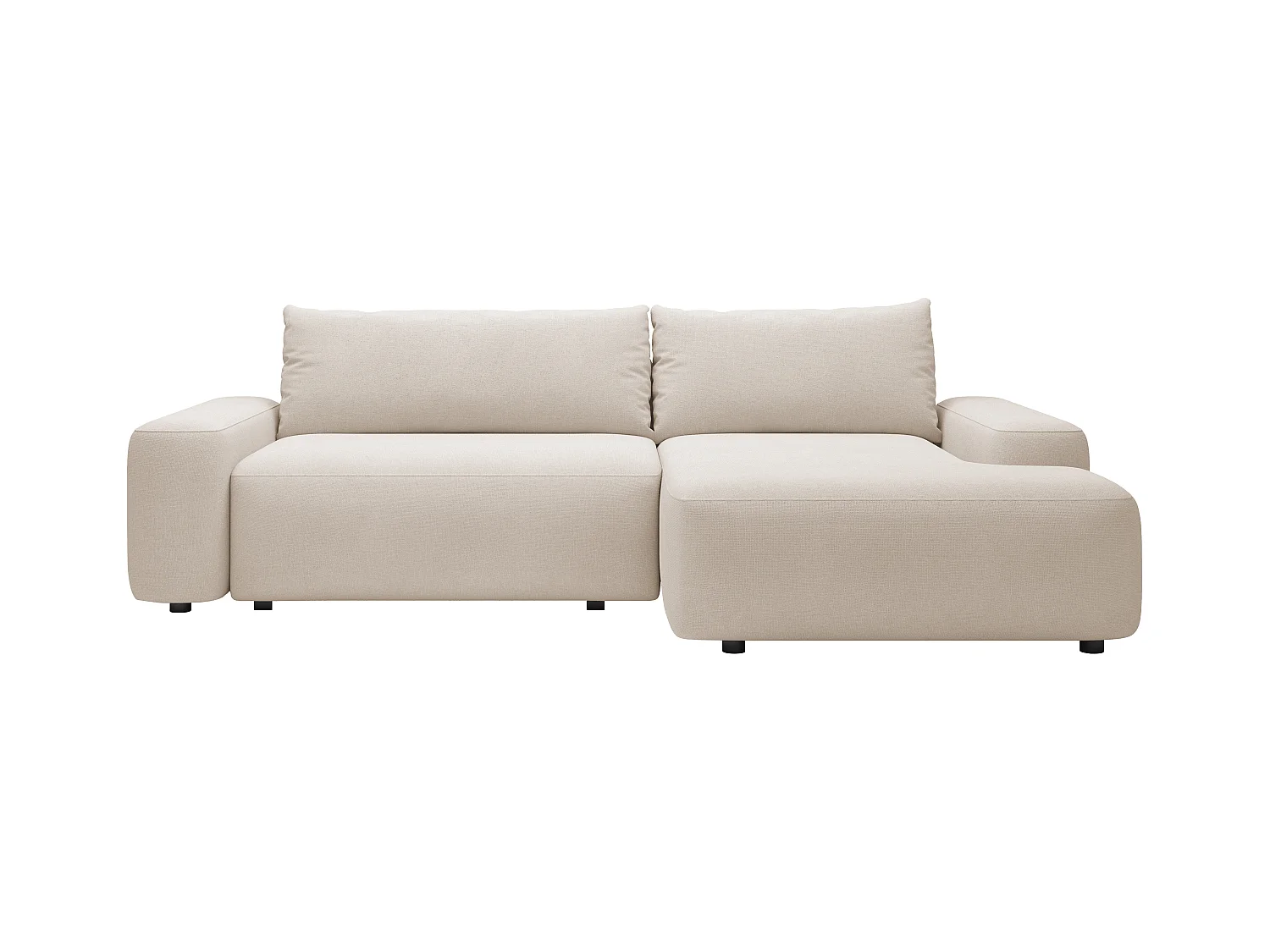 Sofá rinconera derecha de tela texturizada beige DAVISO