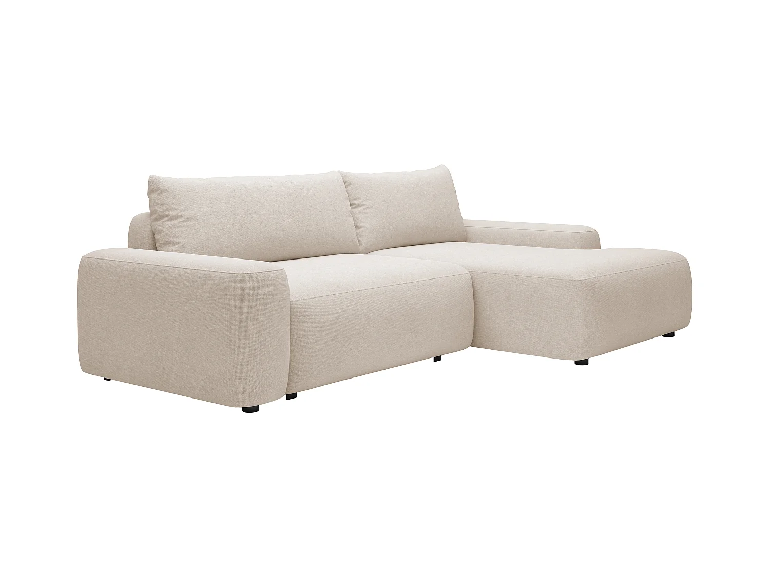 Sofá rinconera derecha de tela texturizada beige DAVISO