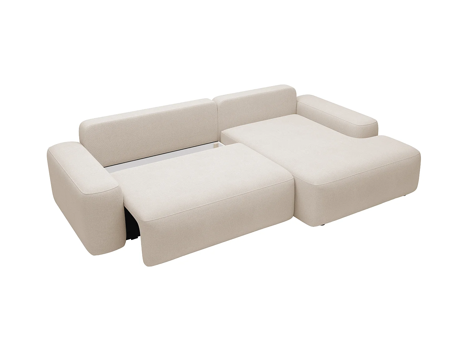 Sofá rinconera derecha de tela texturizada beige DAVISO