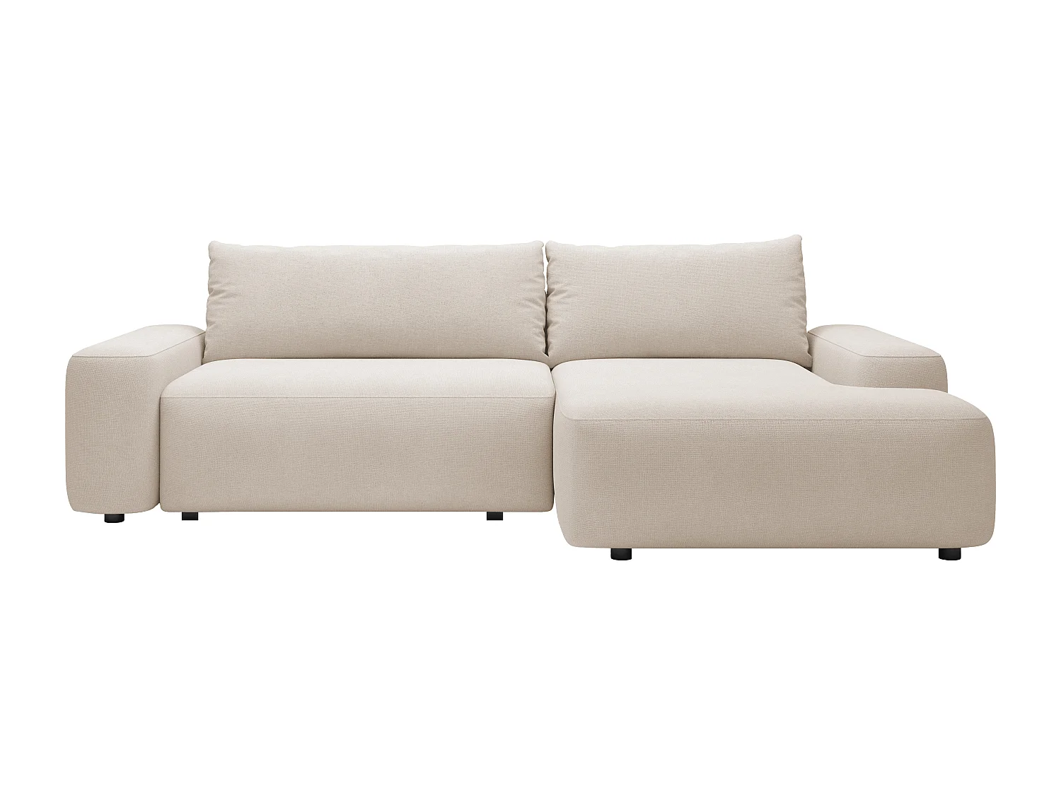 Ecksofa mit Schlaffunktion - Ecke rechts - Strukturstoff - Beige - DAVISO