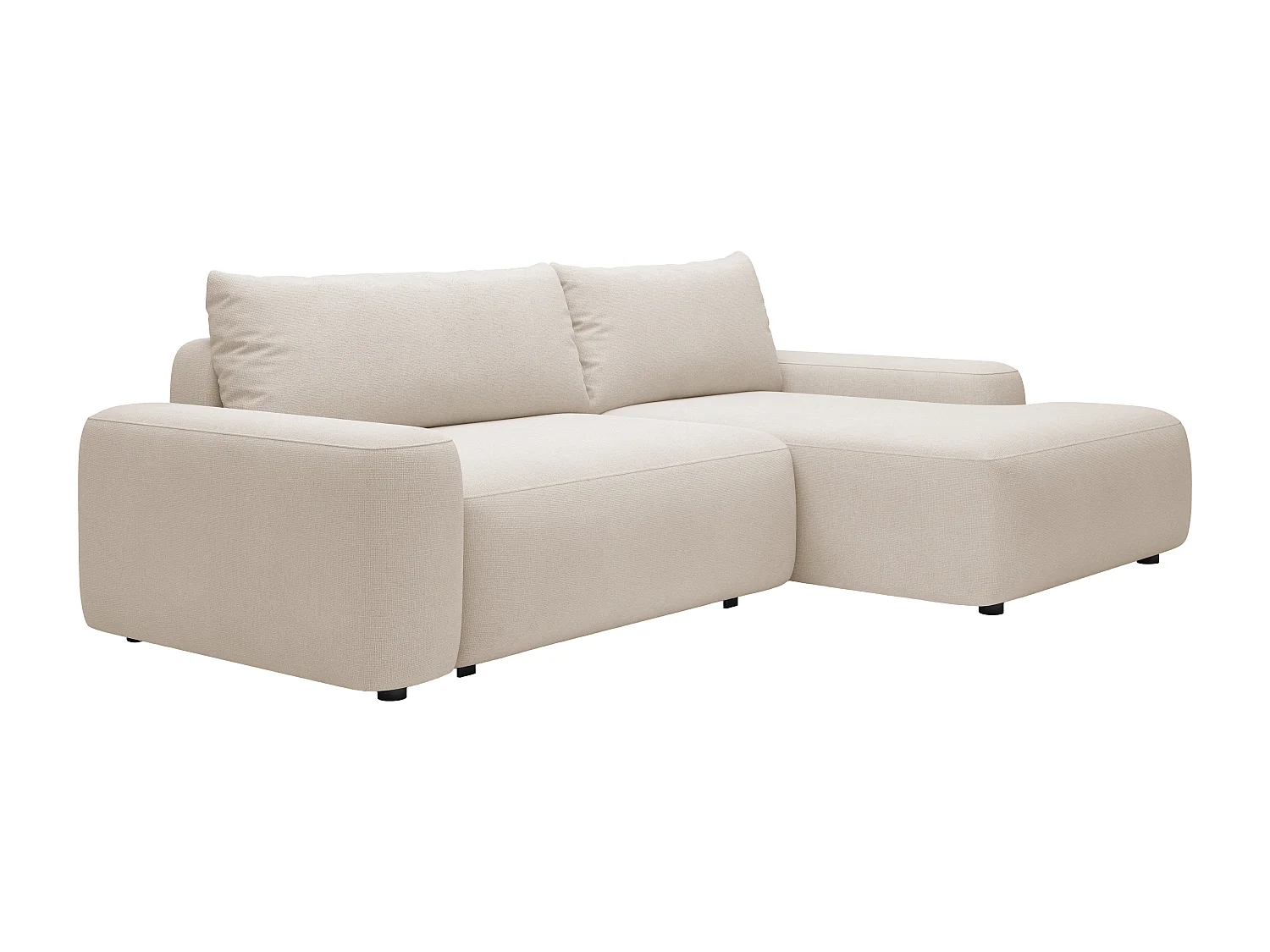 Ecksofa mit Schlaffunktion - Ecke rechts - Strukturstoff - Beige - DAVISO