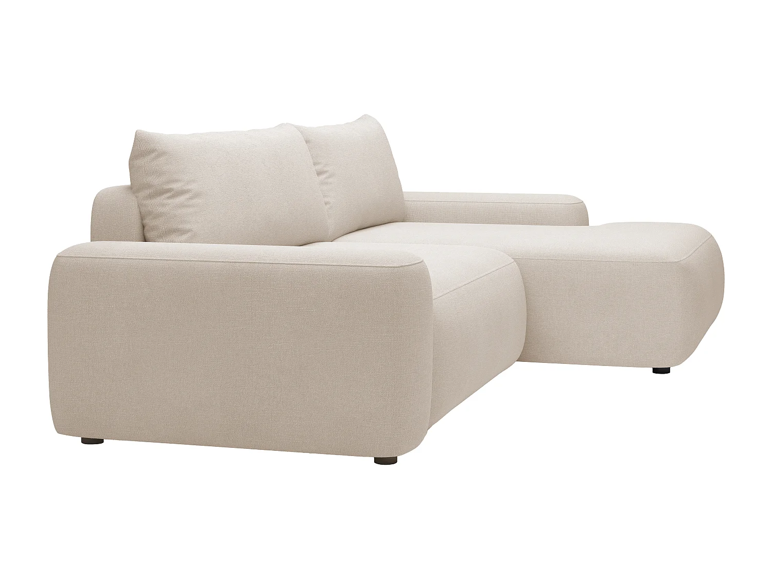 Ecksofa mit Schlaffunktion - Ecke rechts - Strukturstoff - Beige - DAVISO