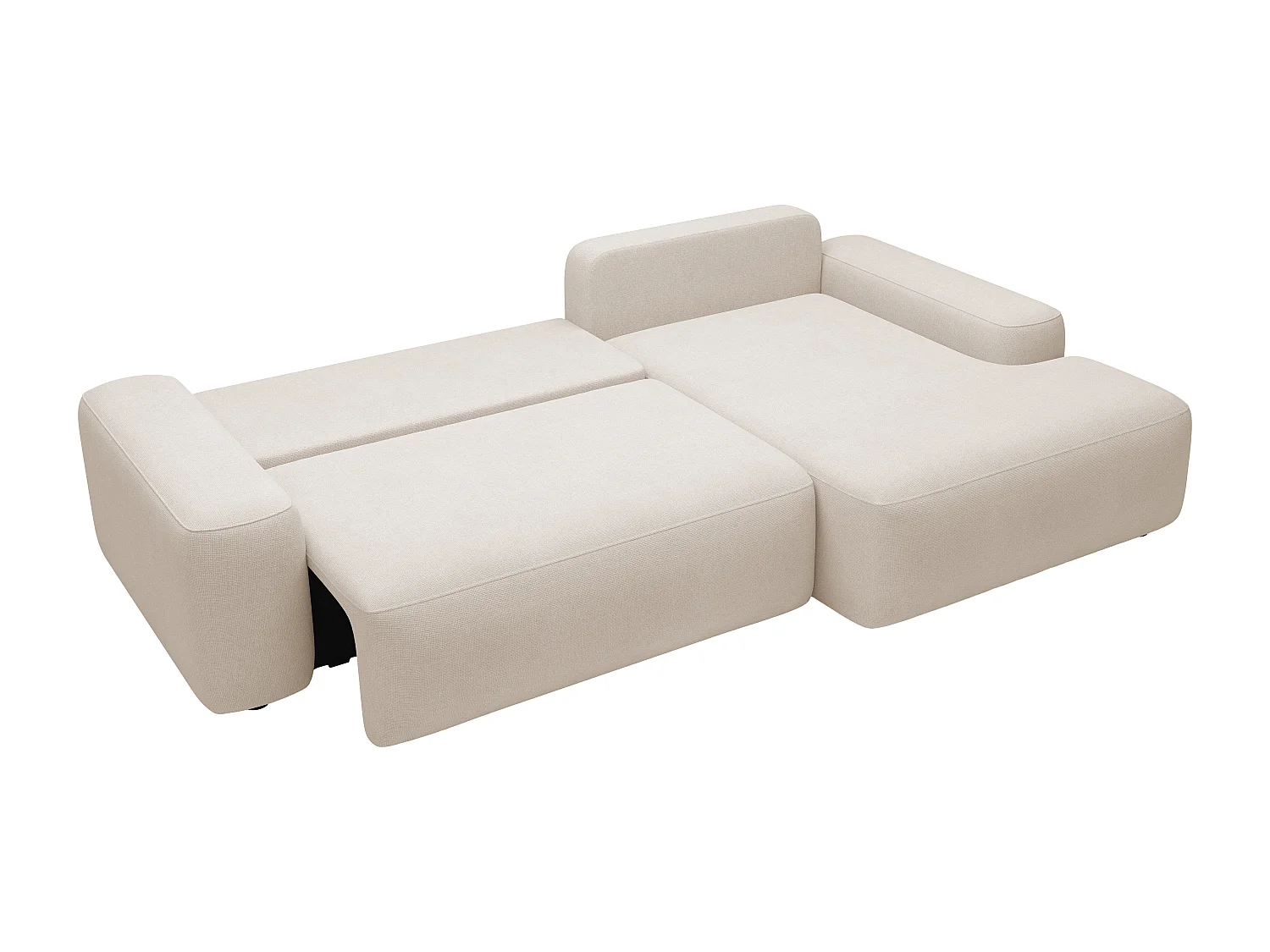 Ecksofa mit Schlaffunktion - Ecke rechts - Strukturstoff - Beige - DAVISO