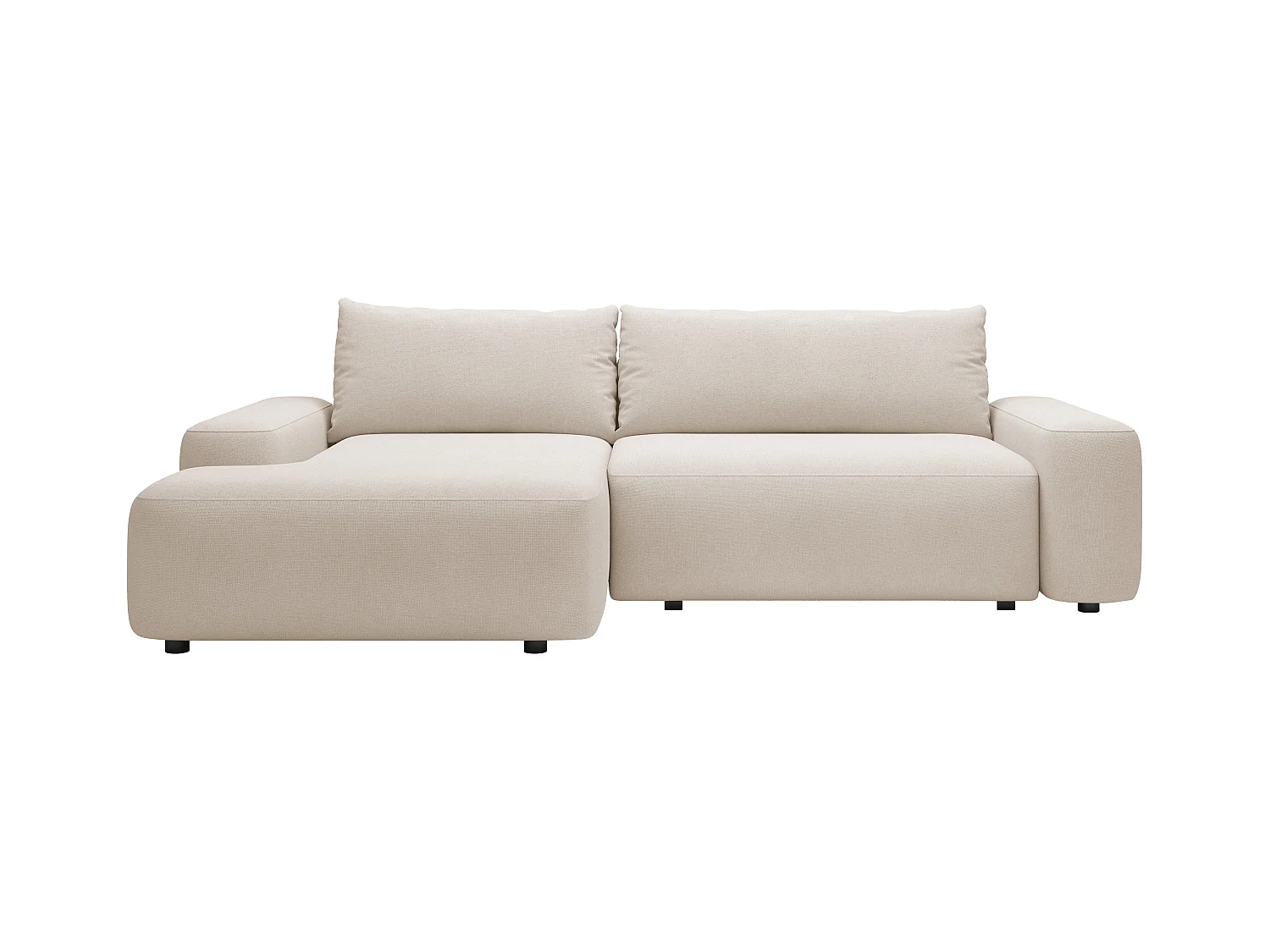 Ecksofa mit Schlaffunktion - Ecke links - Strukturstoff - Beige - DAVISO