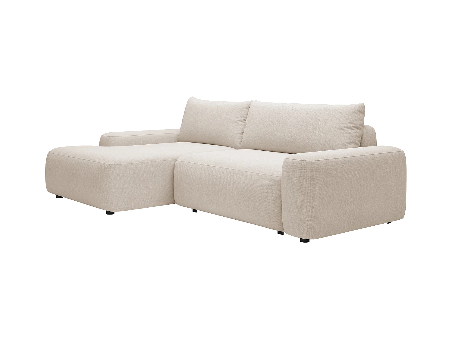 Ecksofa mit Schlaffunktion - Ecke links - Strukturstoff - Beige - DAVISO