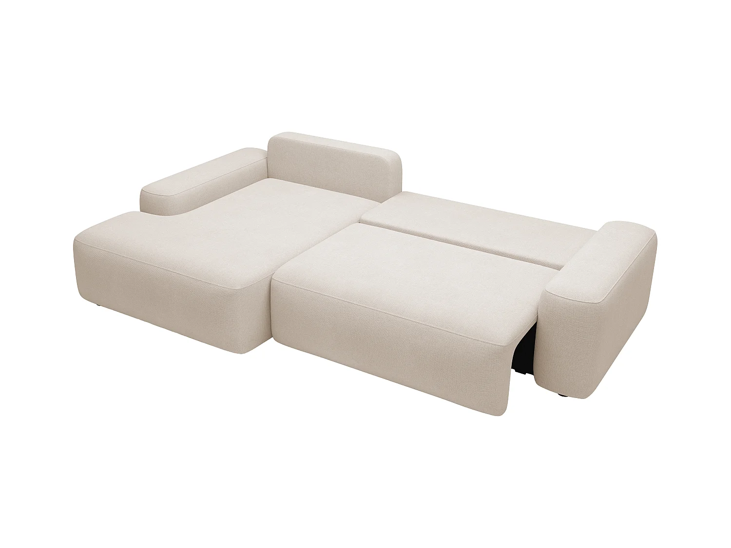 Ecksofa mit Schlaffunktion - Ecke links - Strukturstoff - Beige - DAVISO