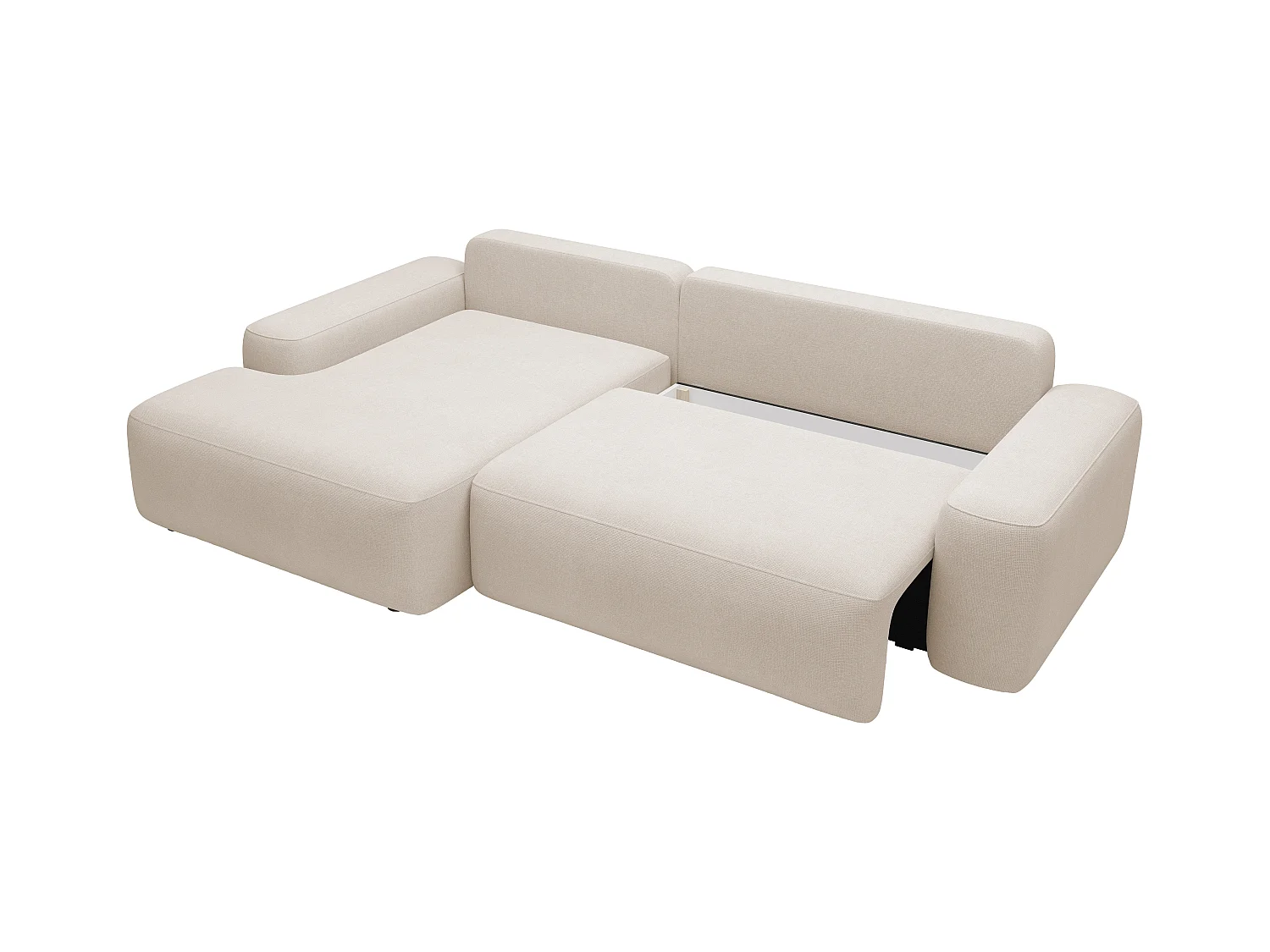 Ecksofa mit Schlaffunktion - Ecke links - Strukturstoff - Beige - DAVISO