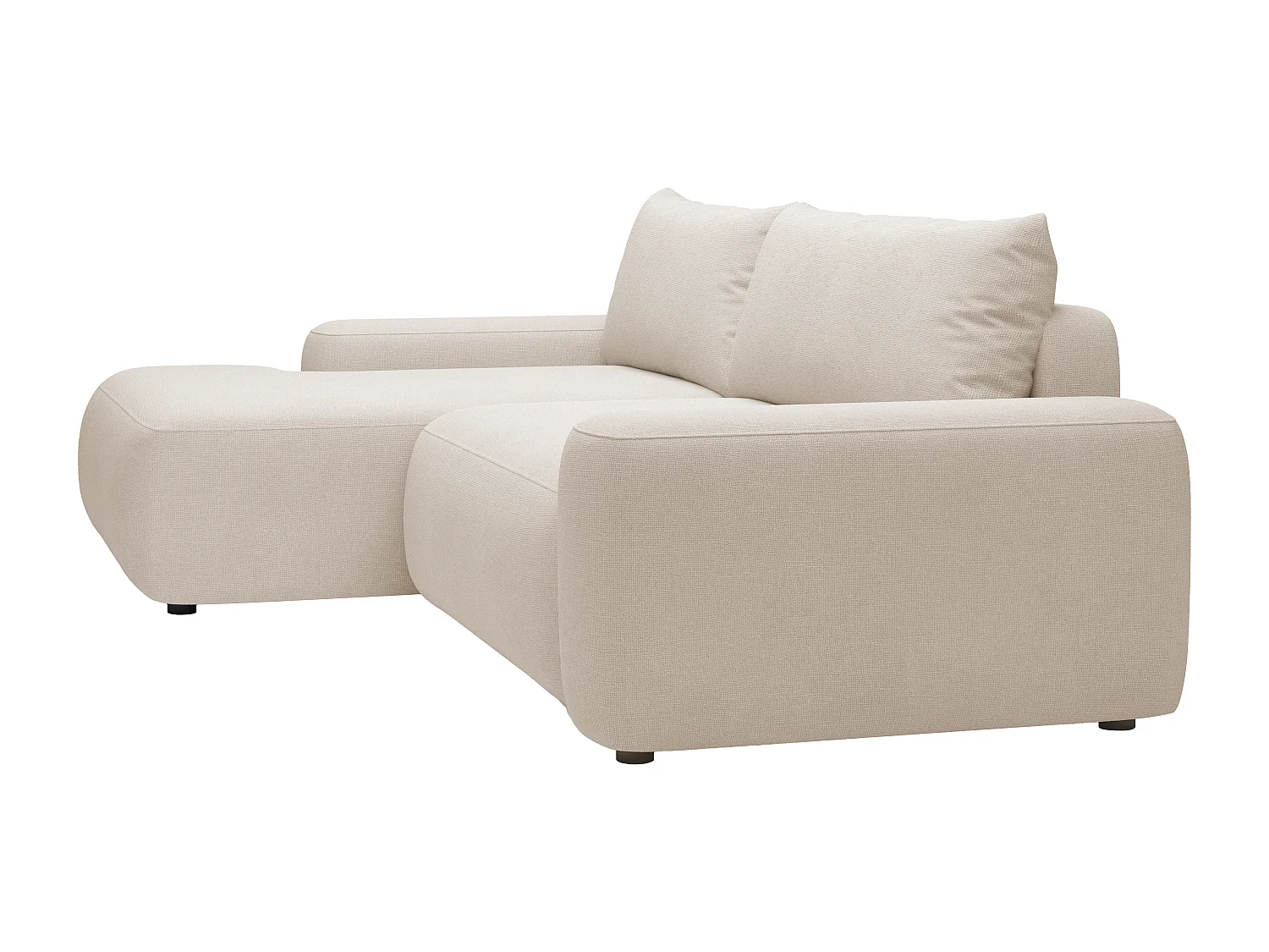 Canapé d'angle gauche convertible en tissu texturé beige DAVISO