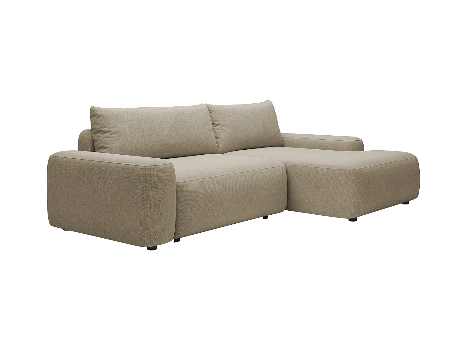 Sofá rinconera derecha en tejido texturizado color taupe DAVISO