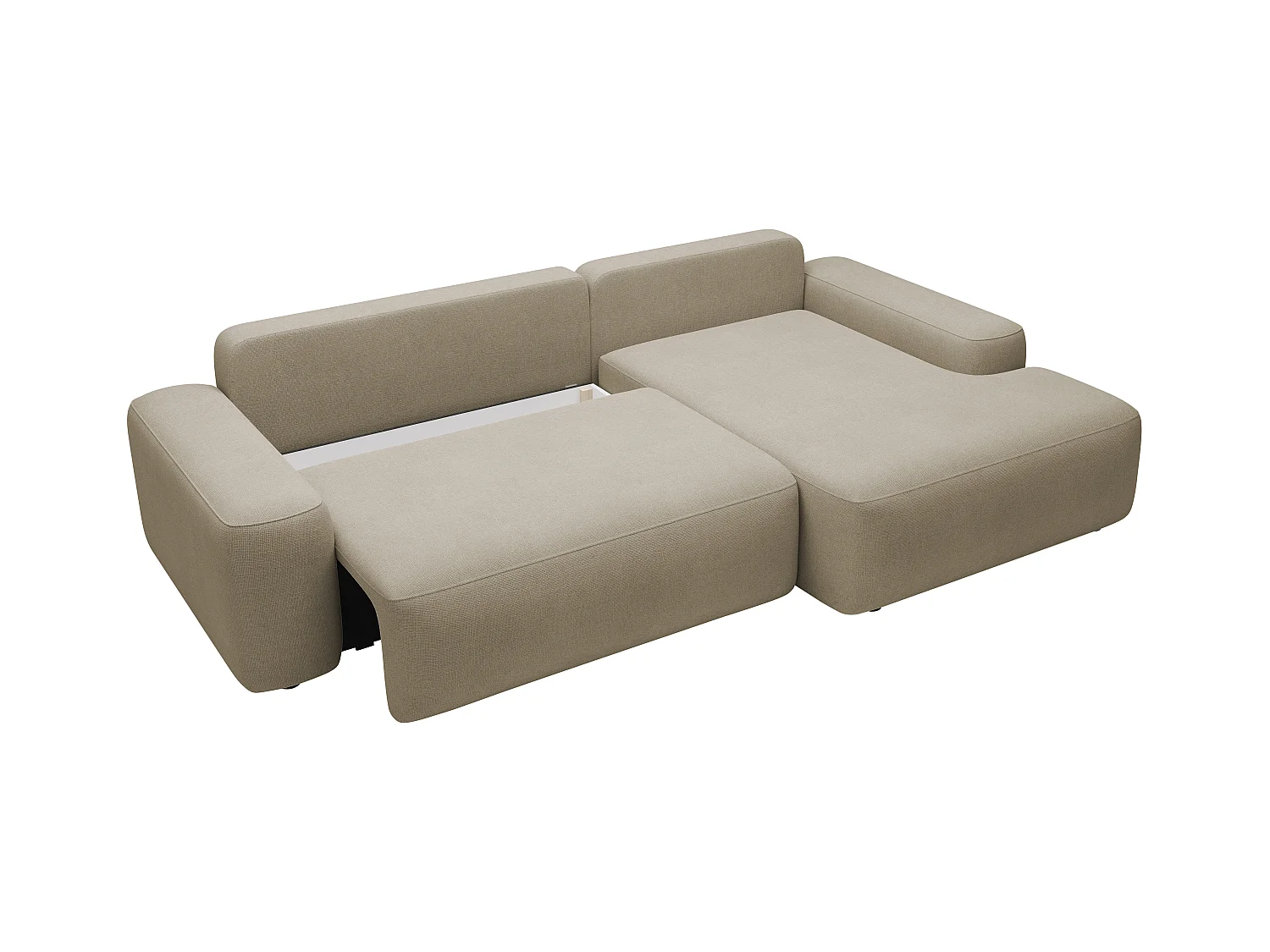 Sofá rinconera derecha en tejido texturizado color taupe DAVISO