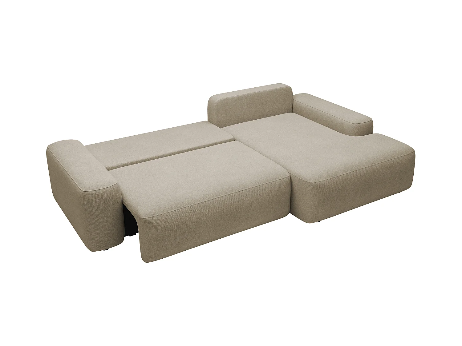 Sofá rinconera derecha en tejido texturizado color taupe DAVISO