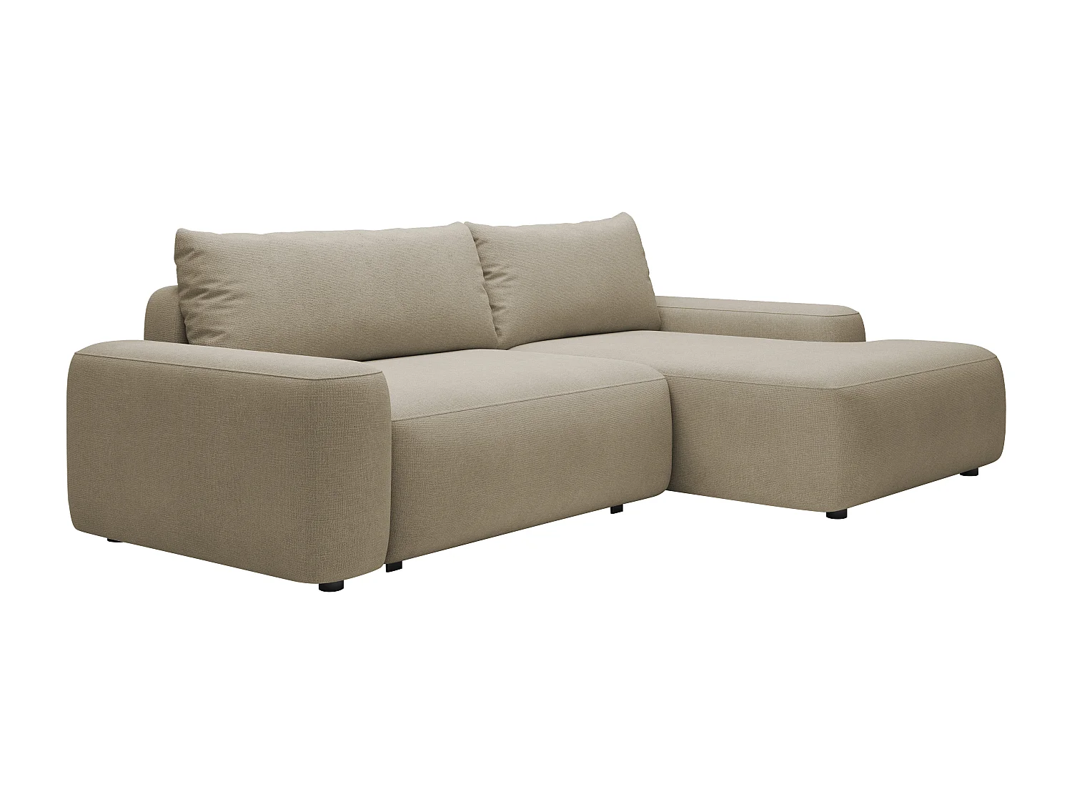 Högerställd bäddsoffa i tyg med strukturerad mullvadsgrå färg DAVISO