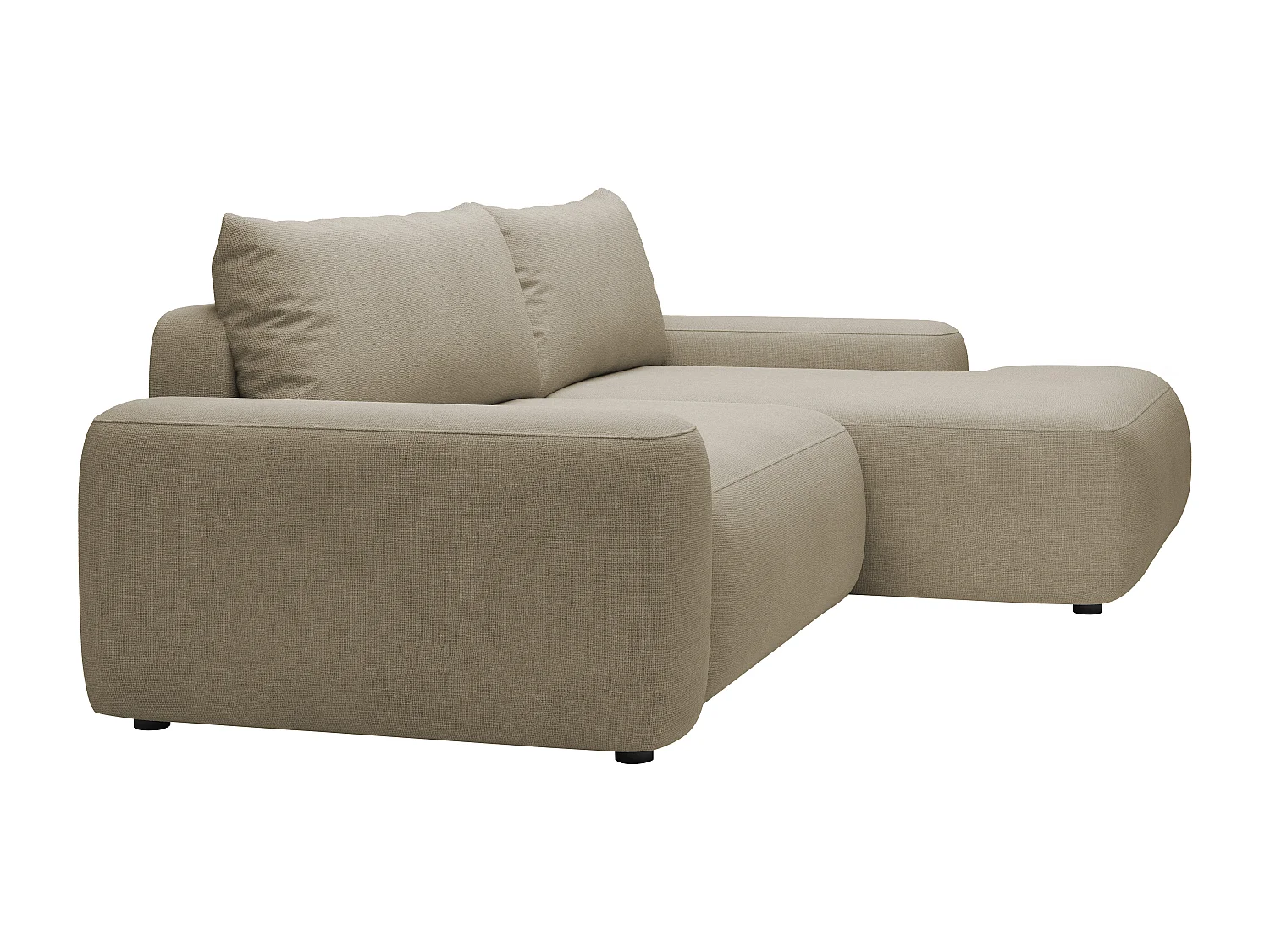 Högerställd bäddsoffa i tyg med strukturerad mullvadsgrå färg DAVISO