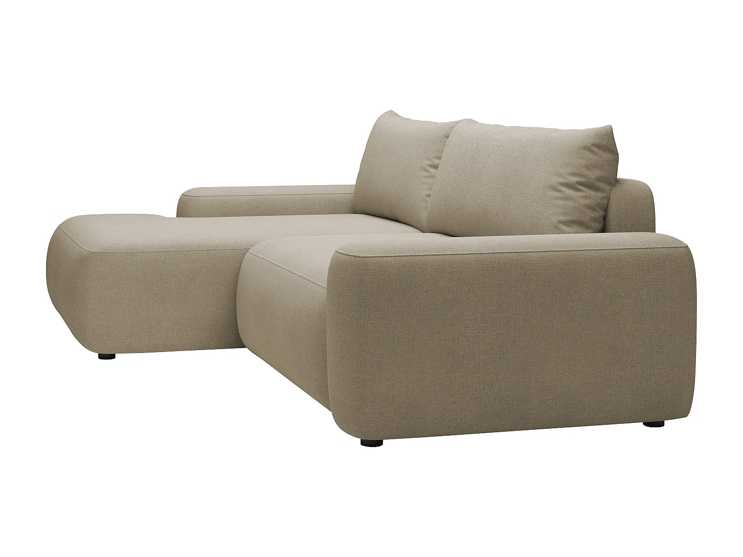 Canapé d'angle gauche convertible en tissu texturé taupe DAVISO