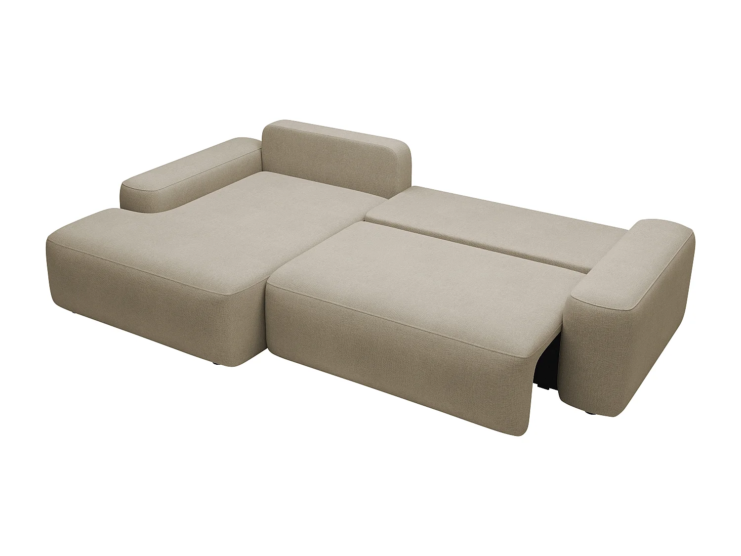 Canapé d'angle gauche convertible en tissu texturé taupe DAVISO