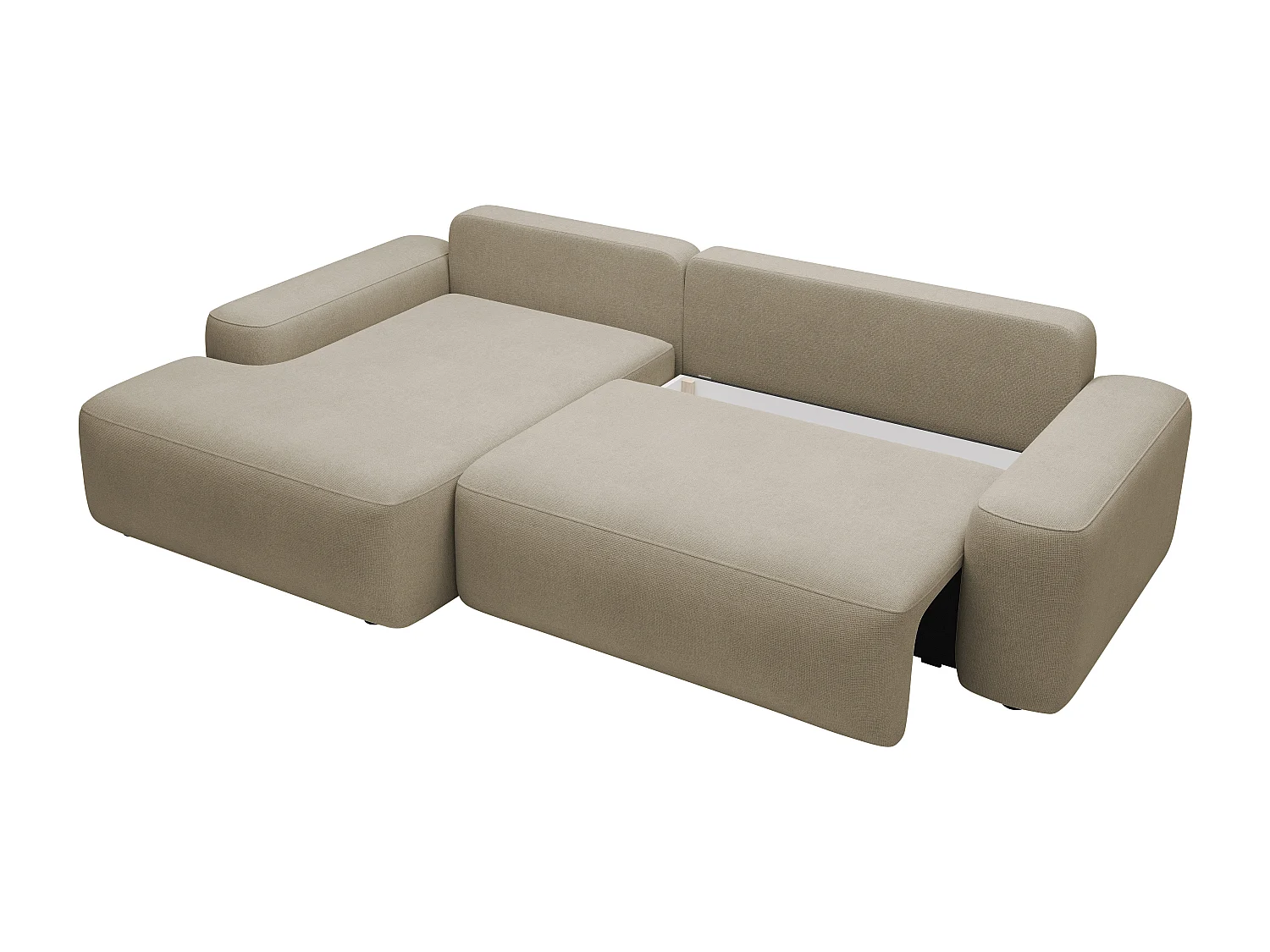 Canapé d'angle gauche convertible en tissu texturé taupe DAVISO
