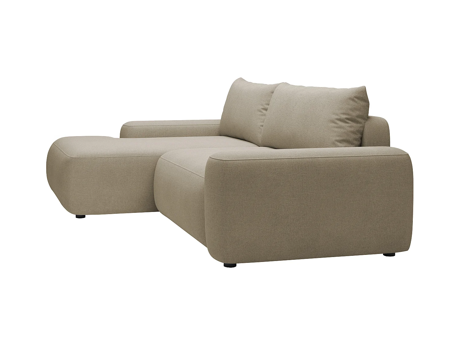 Sofá rinconera izquierda de tela texturizada color topo DAVISO