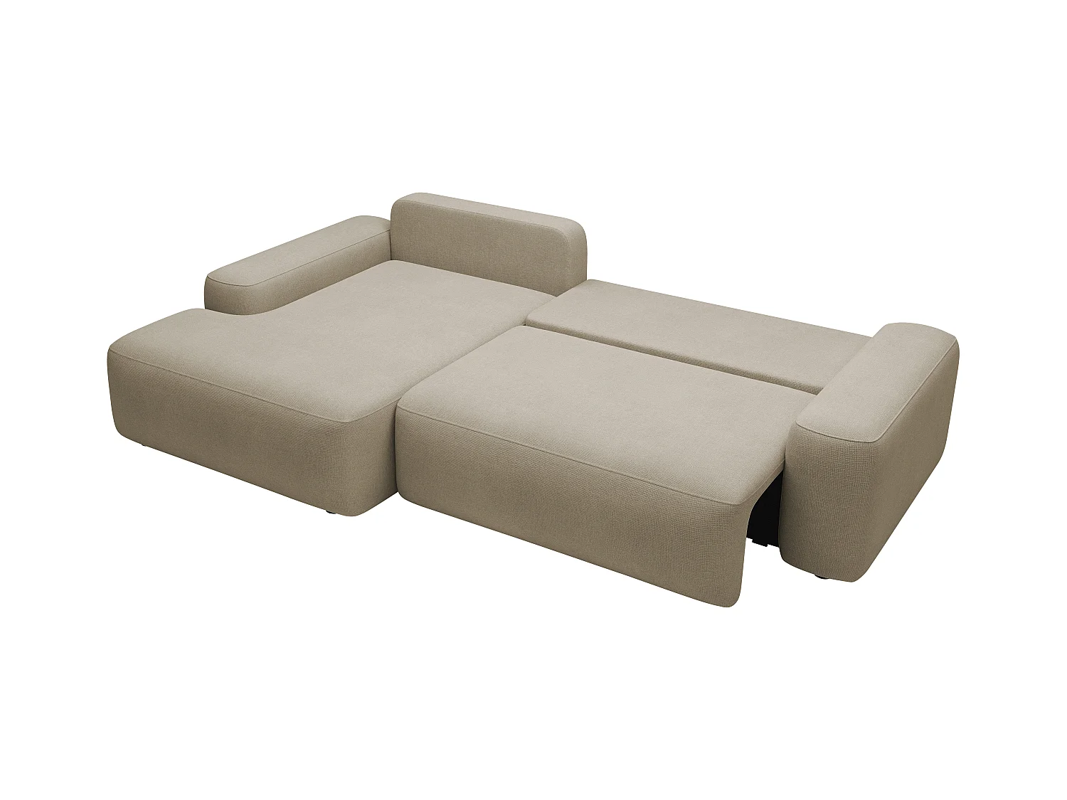 Sofá rinconera izquierda de tela texturizada color topo DAVISO