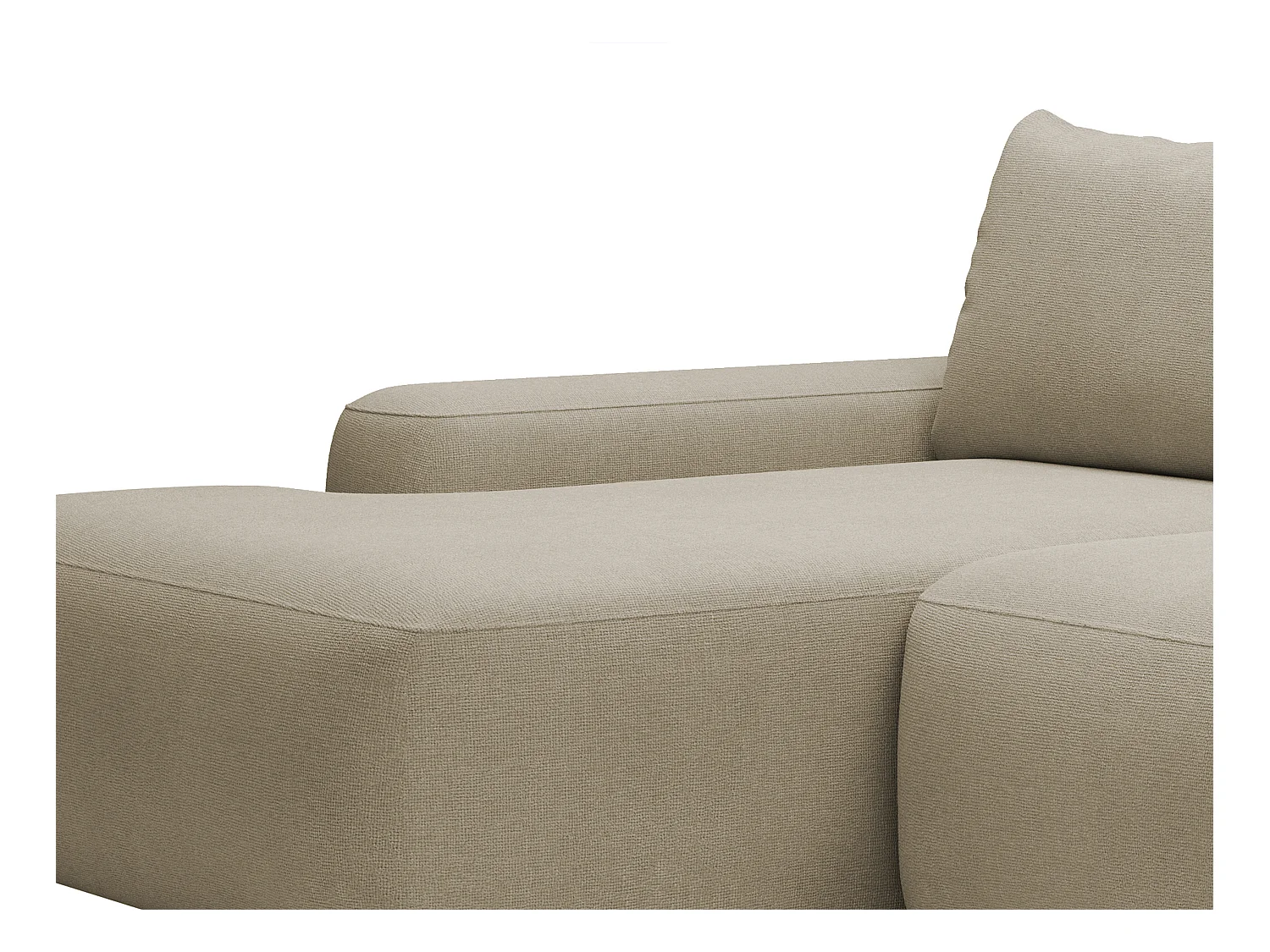 Sofá rinconera izquierda de tela texturizada color topo DAVISO