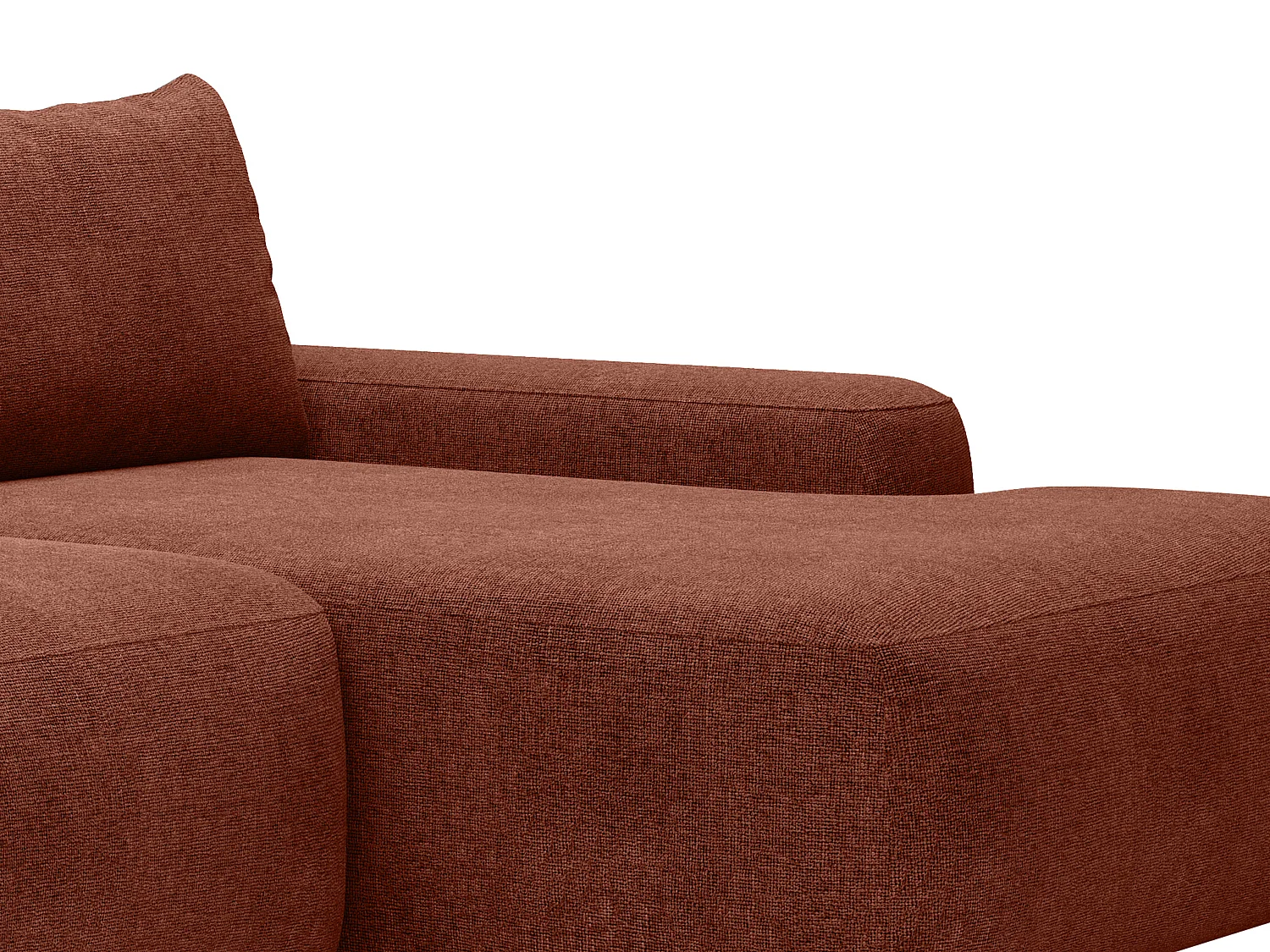 Canapé d'angle droit convertible en tissu texturé terracotta DAVISO